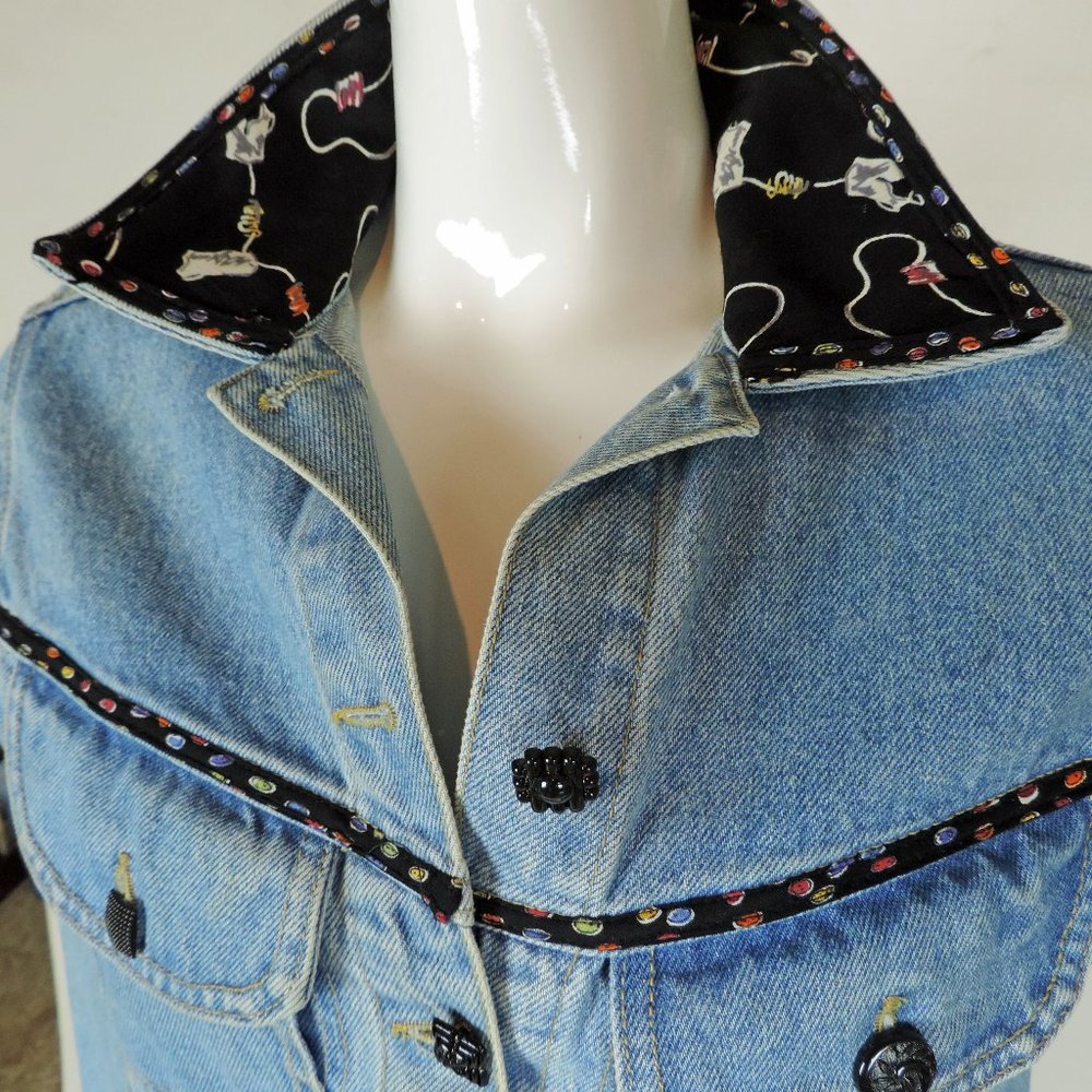 Cache Blue Denim Jean Jacket 90s Vintage Jacket Sm